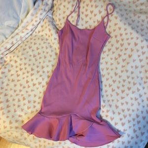 Fashion Nova Form Fitting Ruffle Dress (Pink)